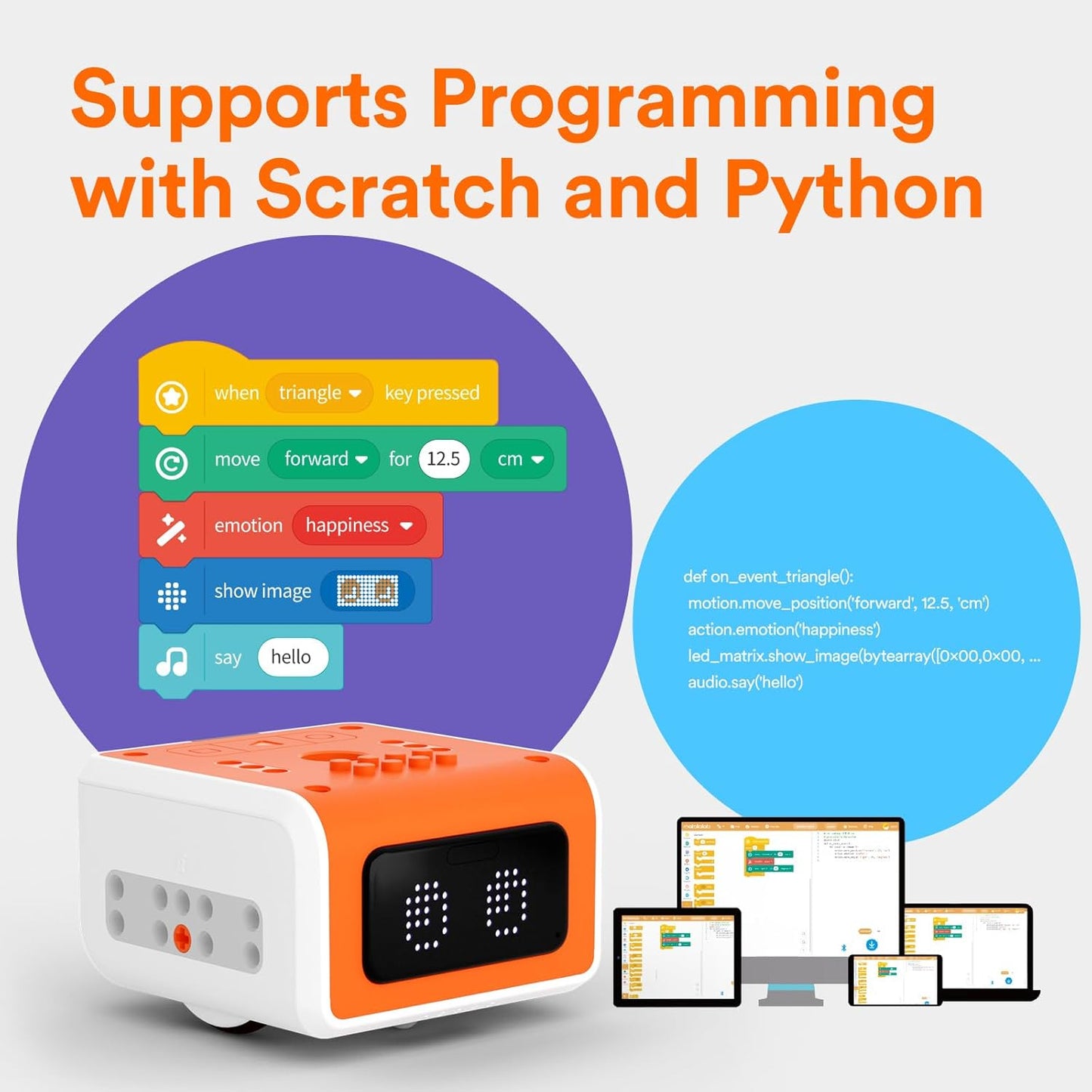 VinciBot Robotics for Kids Ages 8-12, STEM Coding Robot Kit, Scratch&Python Programmable Robot for Teens School Grade 3-7, Educational Build Robot kit for Boys & Girls, Ages 8+