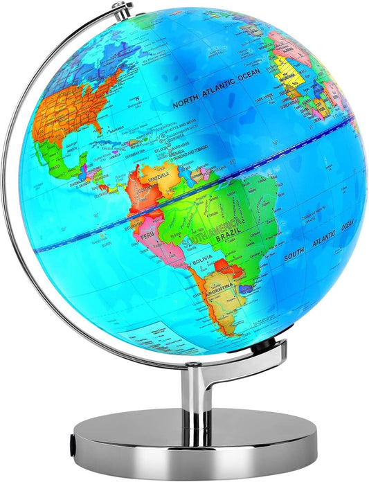 6 in1 Illuminated World Globe for Kids & Adults All Ages High Clear Map, Illuminates Educational Interactive STEM Toy, Light Up Kids Globe Lamp,Gifts For Boys And Girls