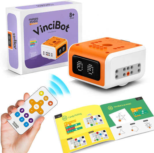 VinciBot Robotics for Kids Ages 8-12, STEM Coding Robot Kit, Scratch&Python Programmable Robot for Teens School Grade 3-7, Educational Build Robot kit for Boys & Girls, Ages 8+